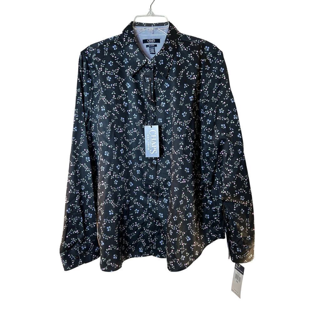 CHAPS Men’s Icon Floral Print Long Sleeve Button Down Shirt / Size: XXL